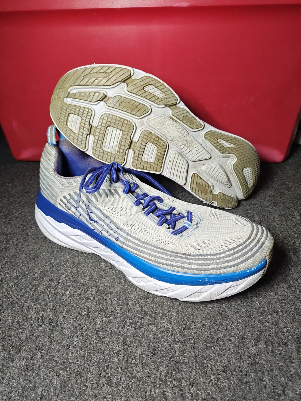 Hoka One One Bondi 6 Men's Size 14 2E WIDE Running Sneakers Shoes Gray Blue